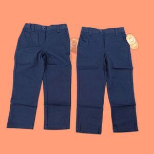 2 Wonder Nation Girls Pants 2T Toddler Blue Flat Front School Uniforms Bundle